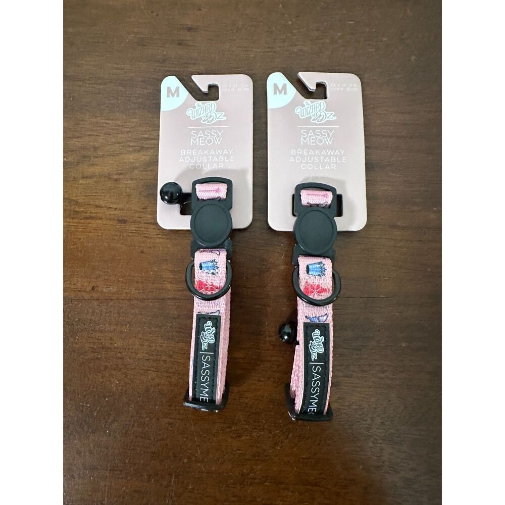 Sassy Meow Wizard of Oz Cat Collars Set of 2 Medium Pink Breakaway Adjustable